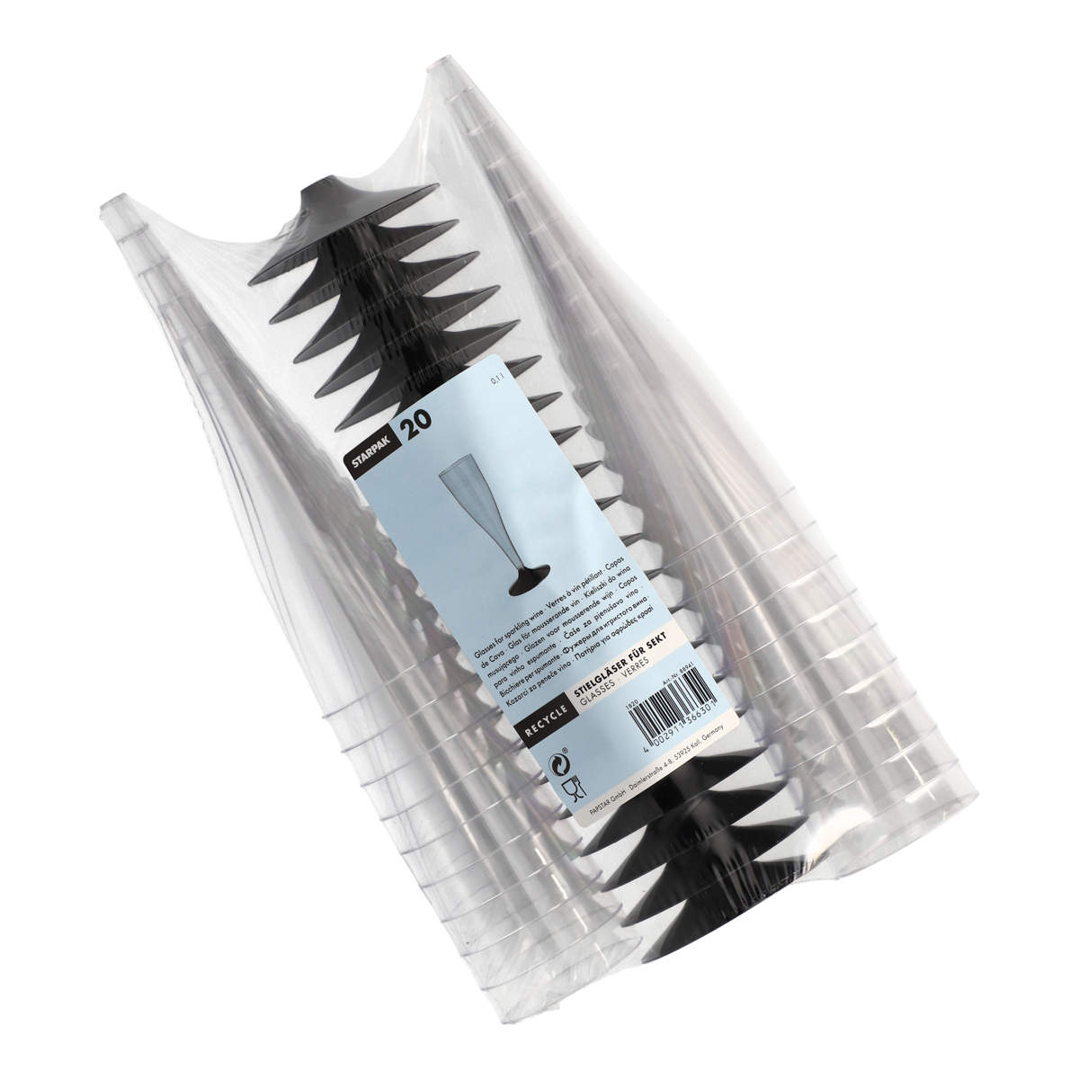 Einweg-Sektgläser glasklar 0,1l | Ø 5 cm x 17,5 cm - Papstar (20 Stk)