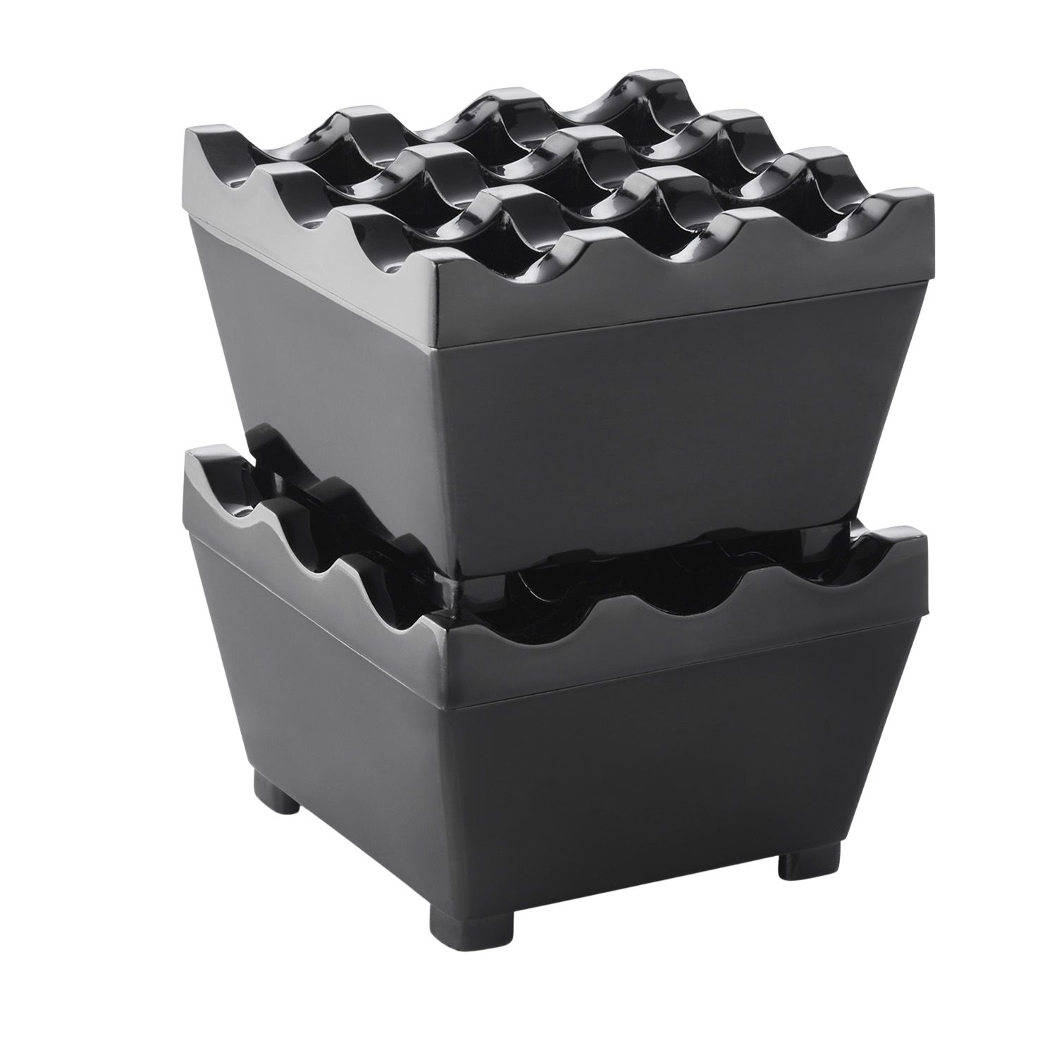 Windaschenbecher schwer | stapelbar - schwarz - 7,5 cm