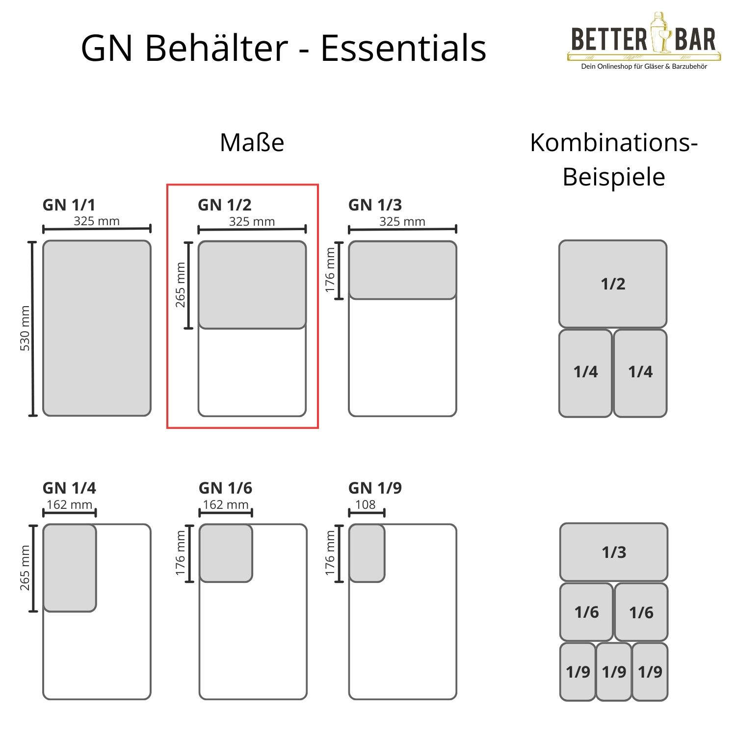 GN 1/2 Behälter - Edelstahl - GN Essentials | 6,5 cm